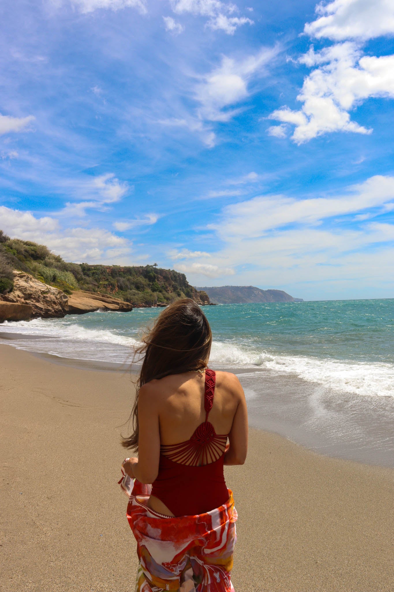 Letizia Macramé One-Piece – Maroon