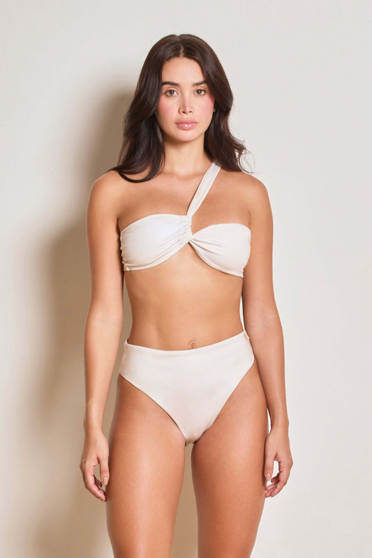 Josefa White Bikini Top | One-Shoulder, Fully Lined, Non-See-Through