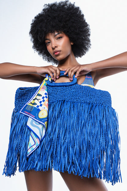 The Goddess Tote  |  1-of-1 Hand-Woven Raffia Fringe Tote