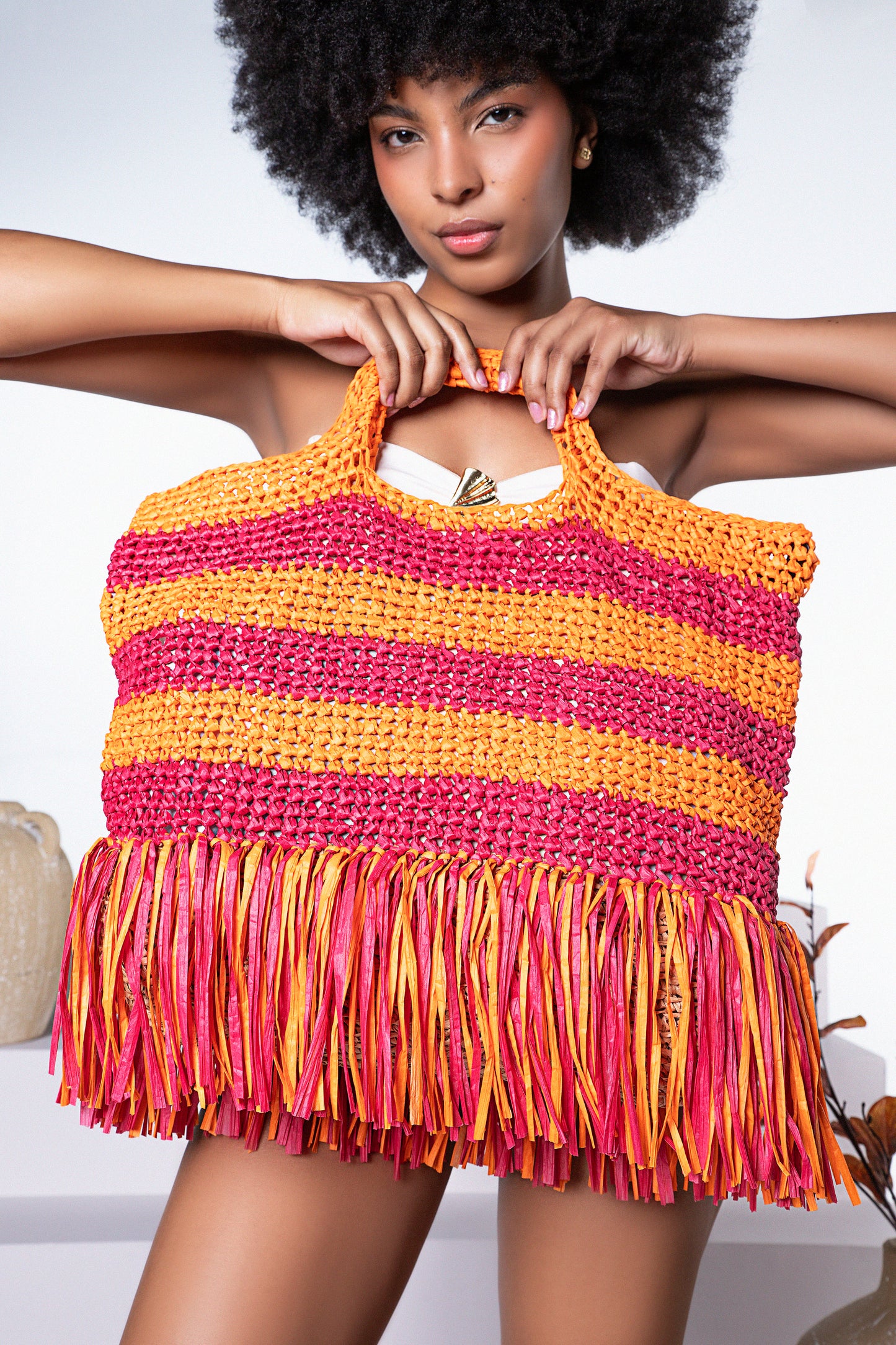 The Cartagena Tote  |  1-of-1 Hand-Woven Raffia Fringe Tote